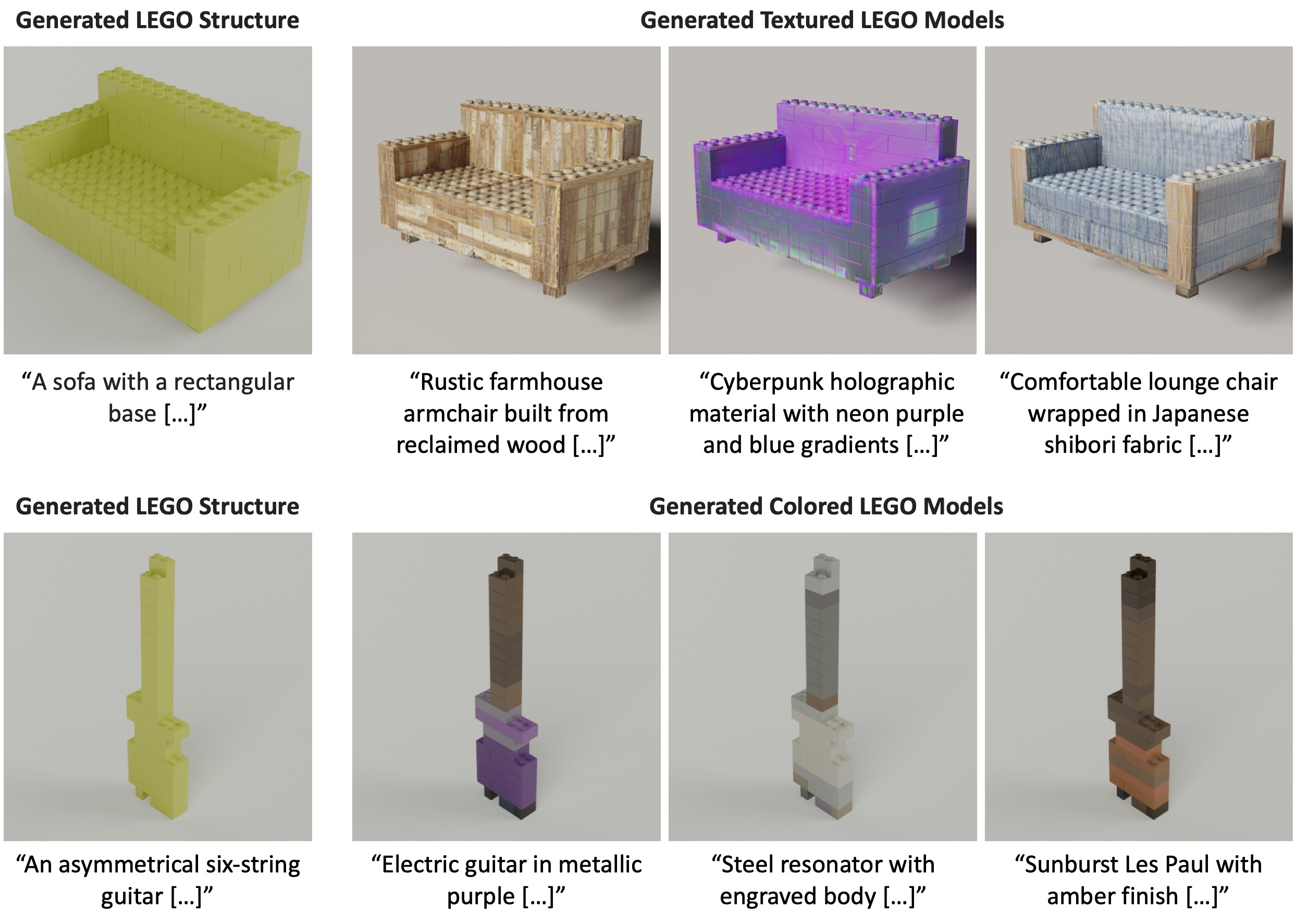 带有纹理和颜色的生成积木模型示例