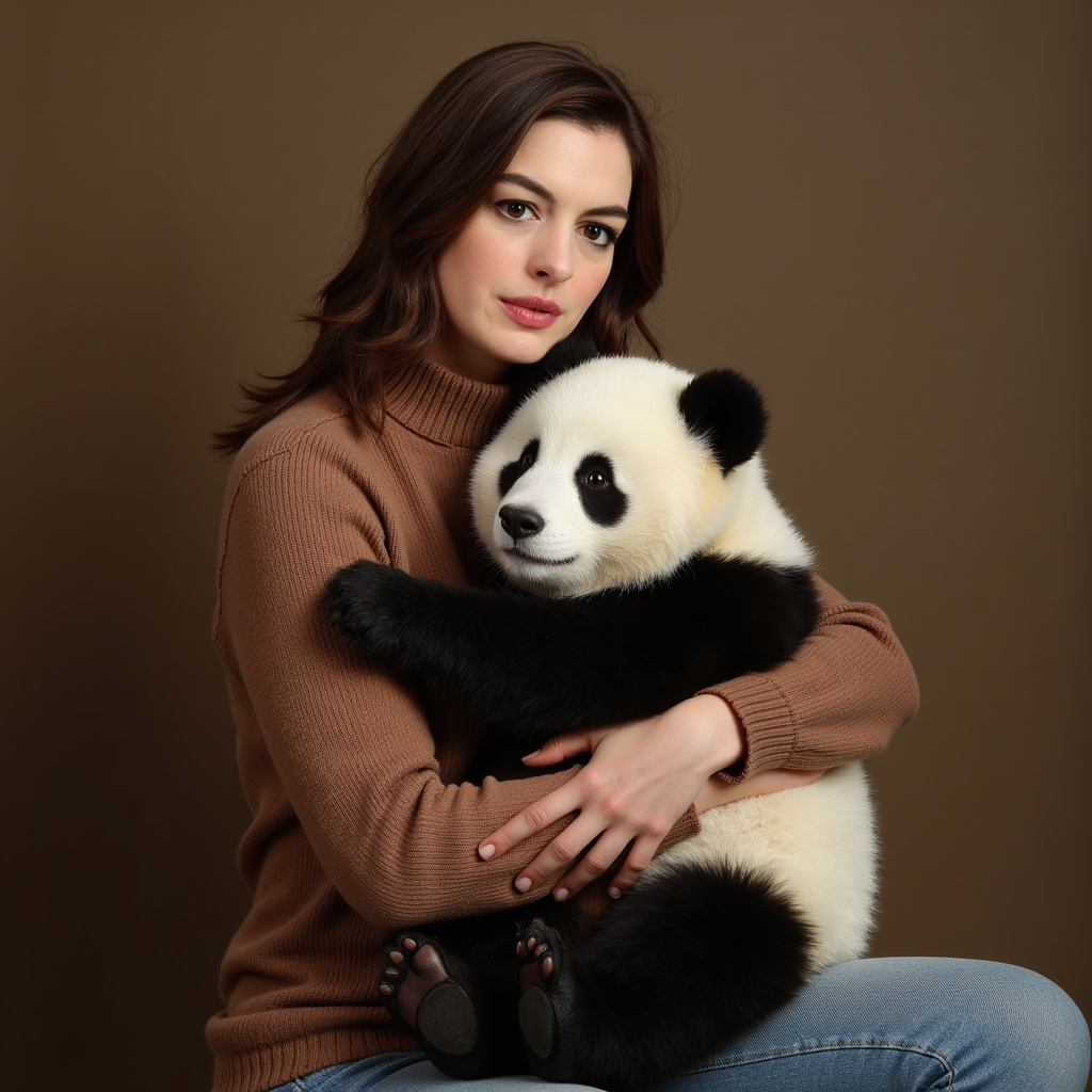 温馨熊猫人像
