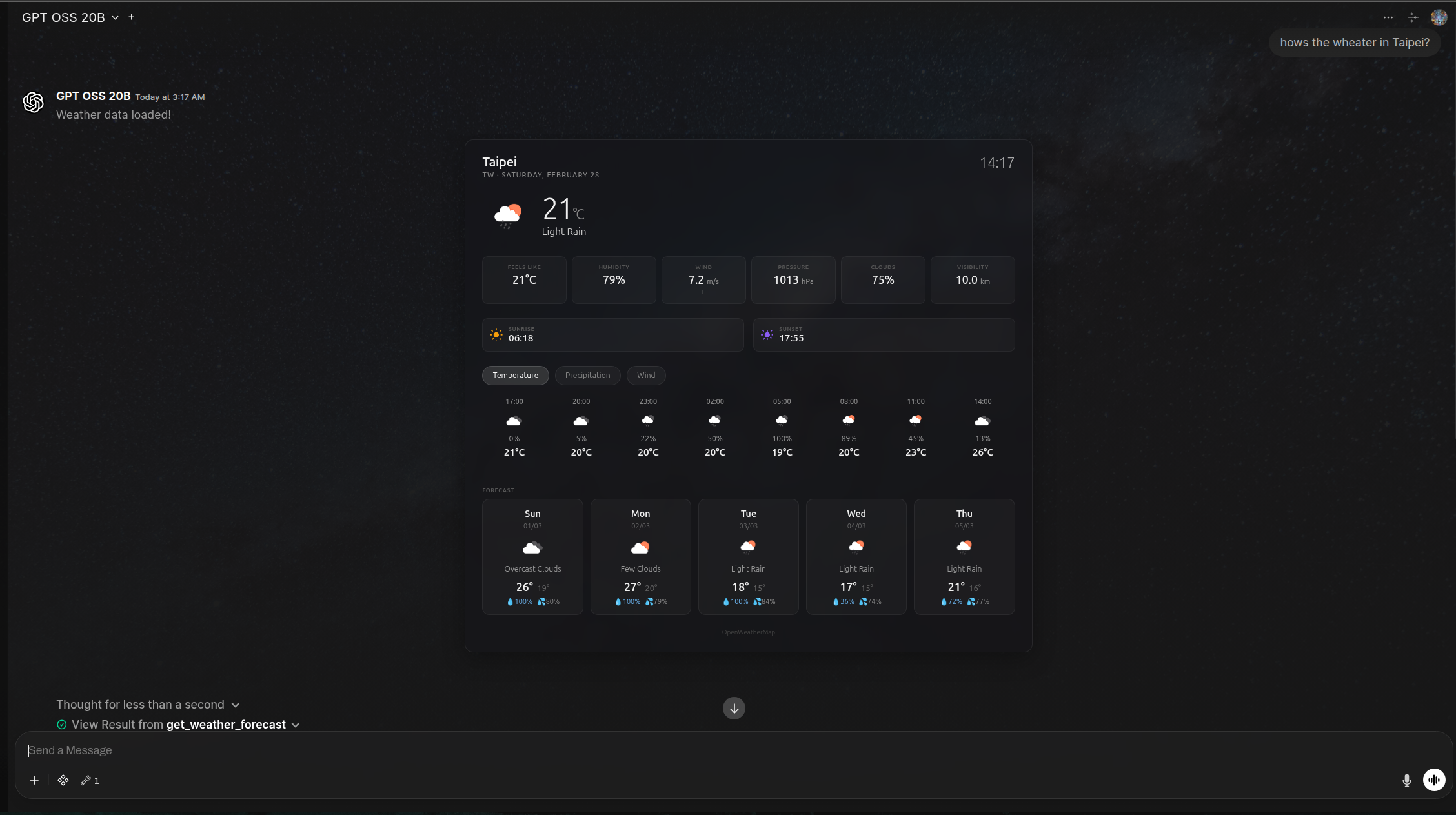 OpenWeatherMap 天气预报工具