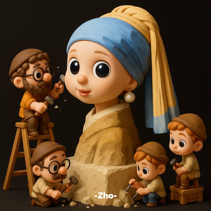 把图片变成正在雕刻的雕塑