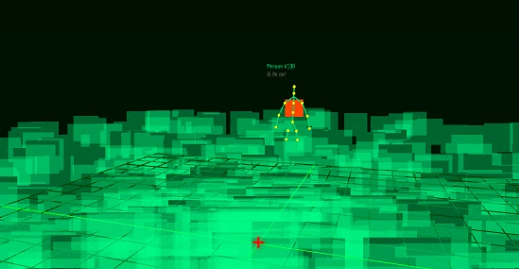 WiFi-3D-Fusion — 带骨骼渲染和地面噪声模式的3D场景