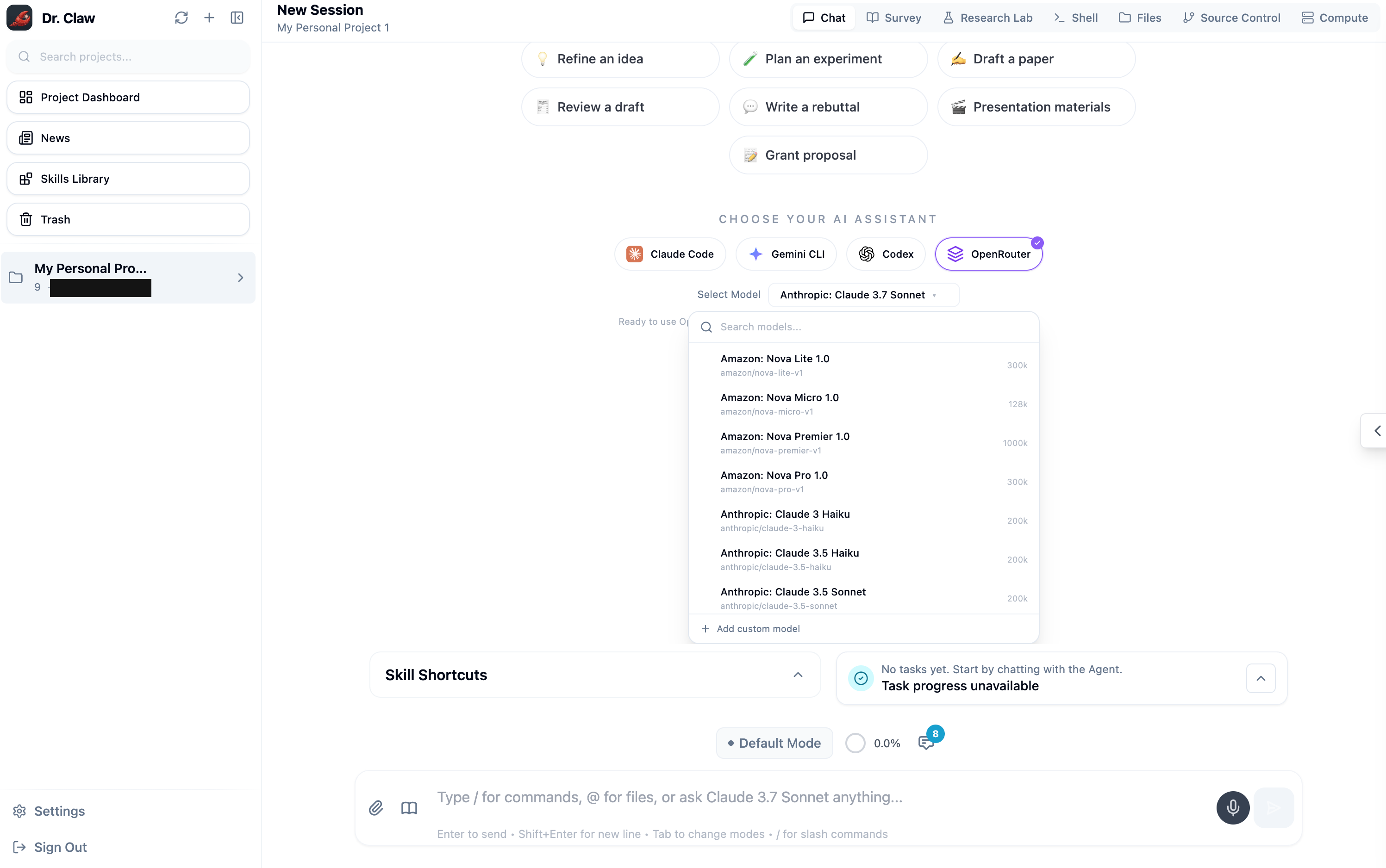 Dr. Claw聊天界面
