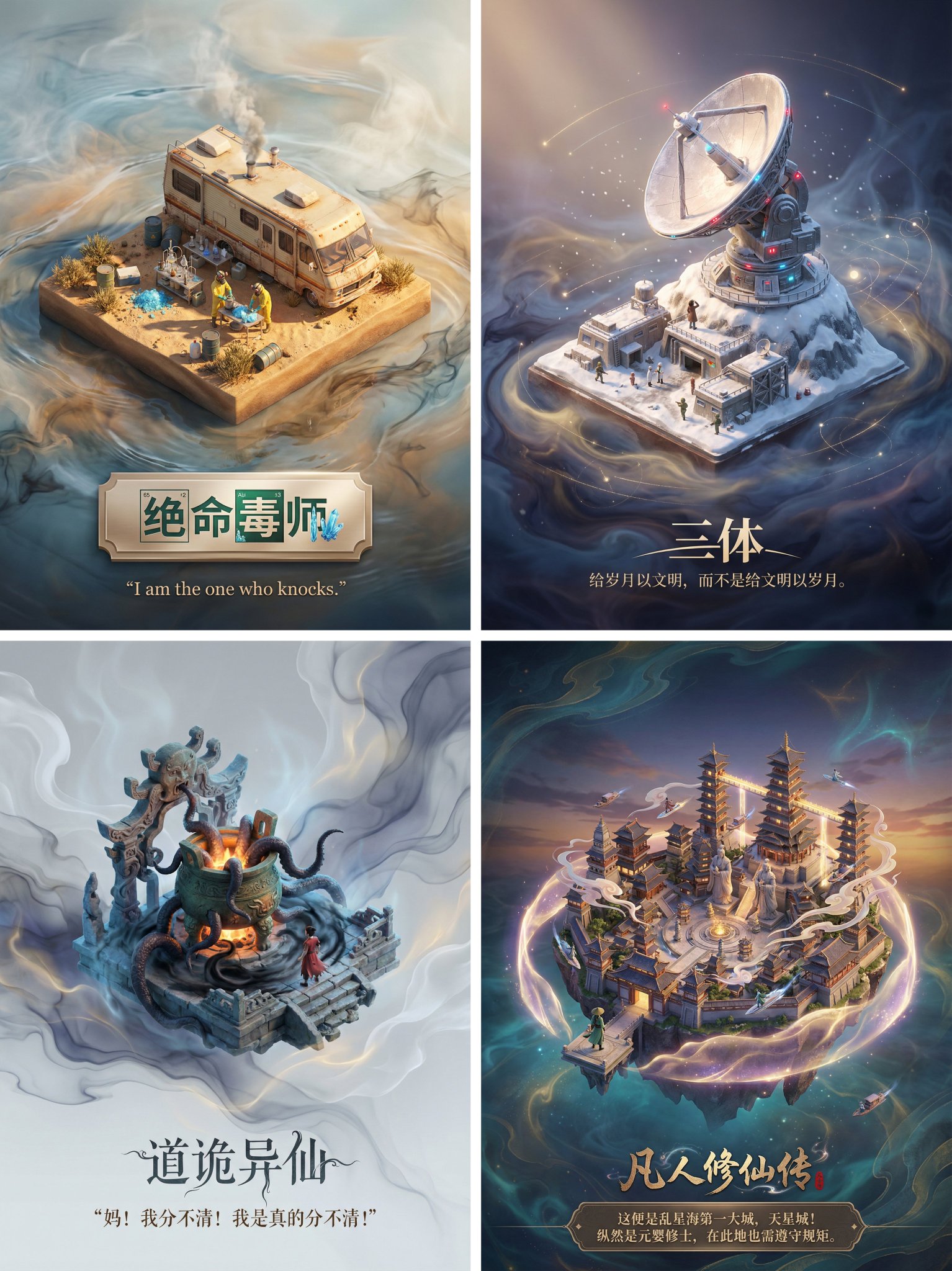 小说场景3D海报