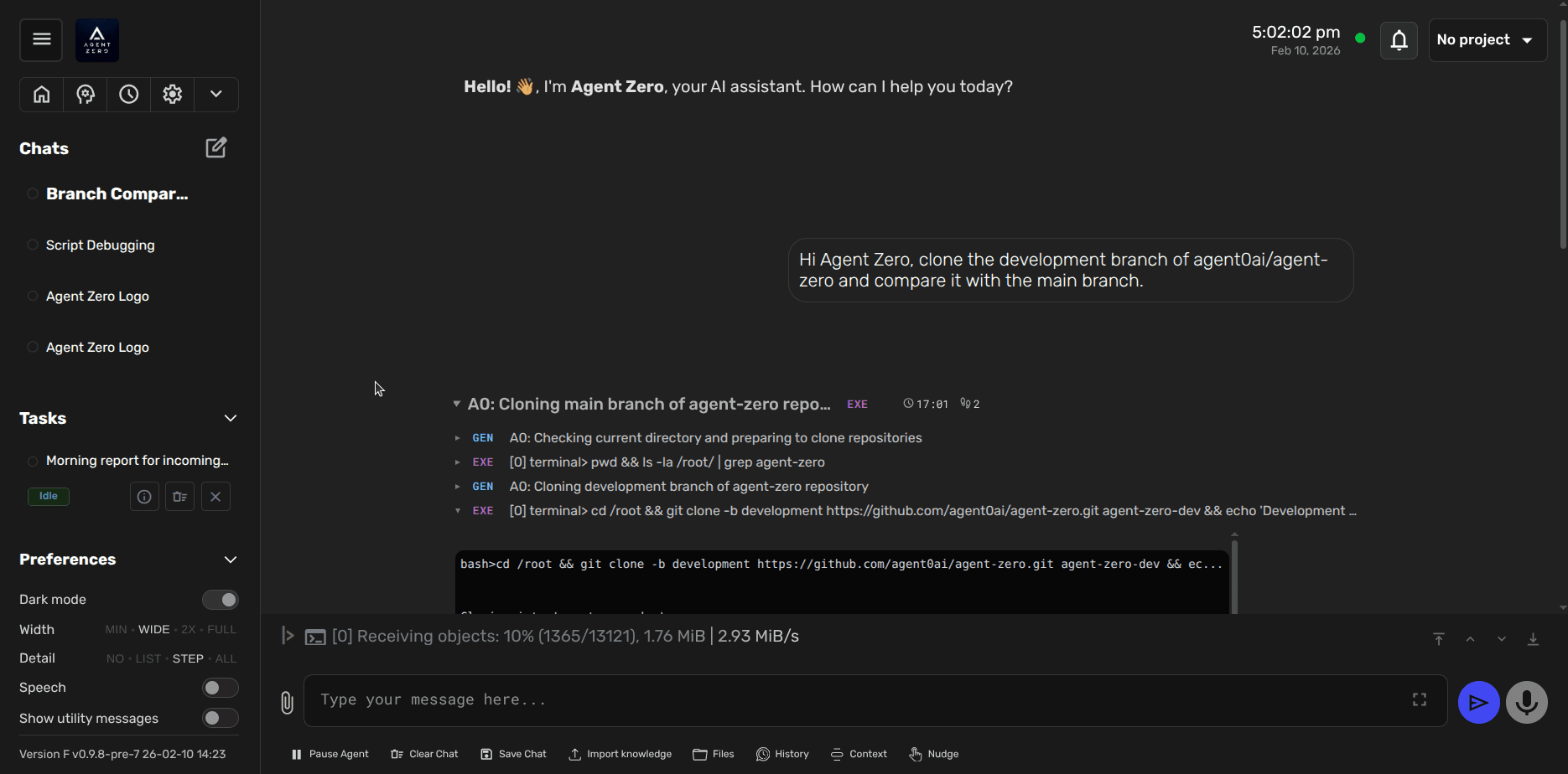 Agent 0 工作场景