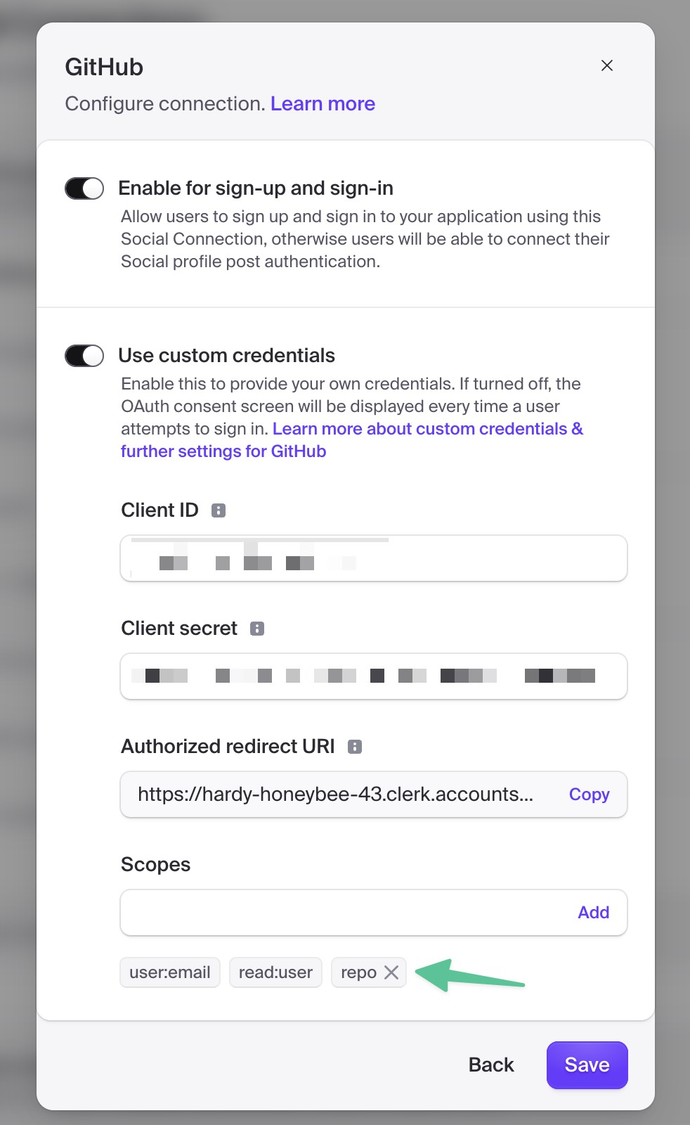 Clerk 自定义凭据