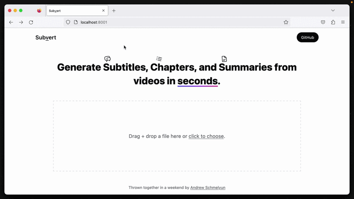 Subvert 转换视频的演示 GIF