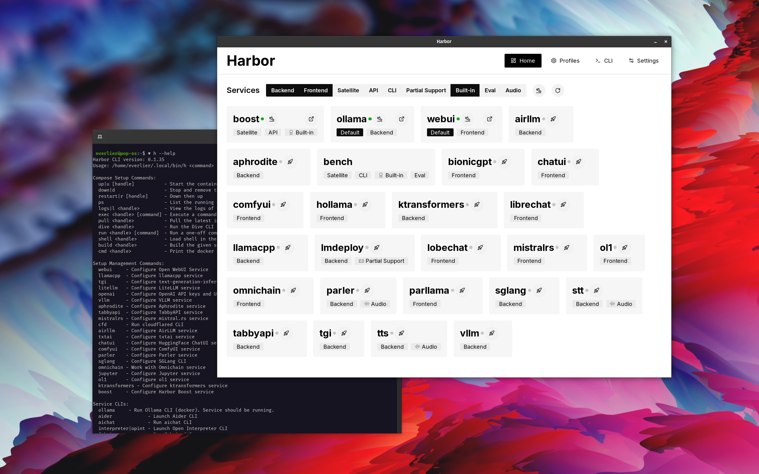 Harbor CLI与App同屏截图
