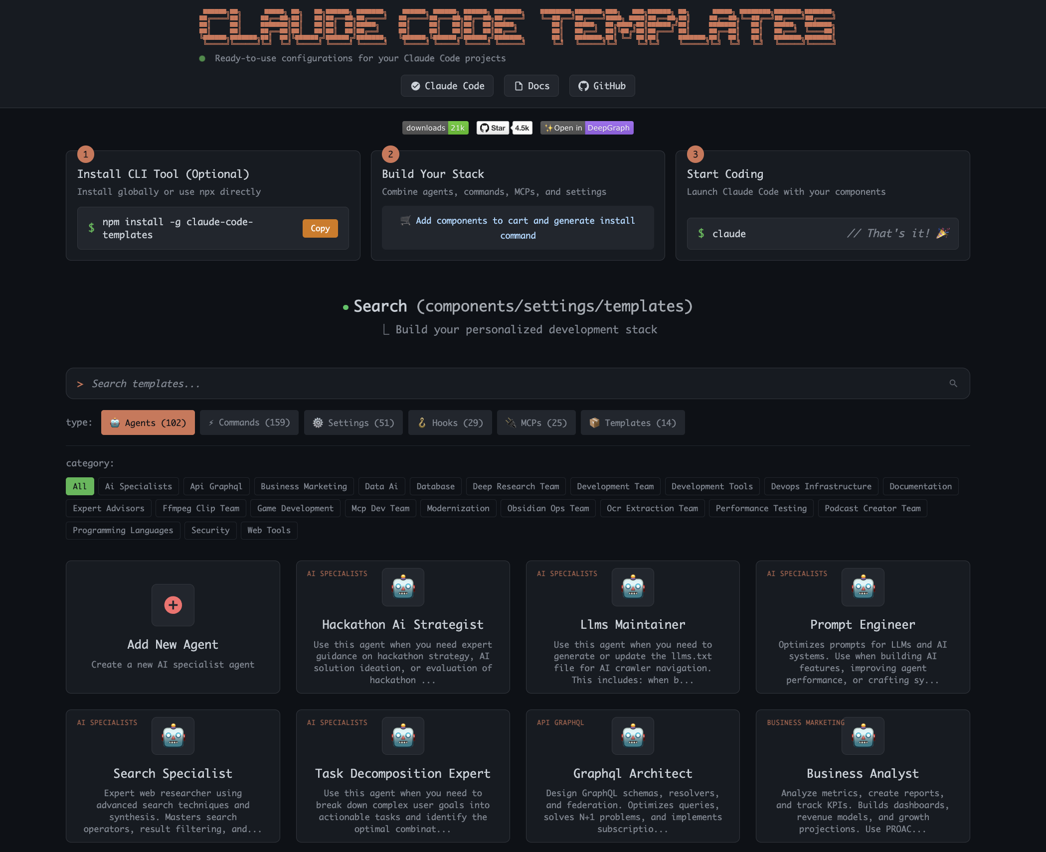claude-code-templates hero image