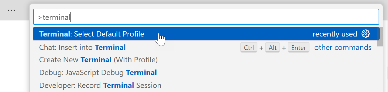 Terminal: Select Default Profile