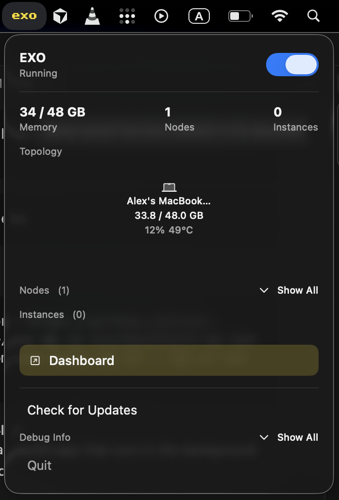 exo macOS 应用 - 在 MacBook 上运行