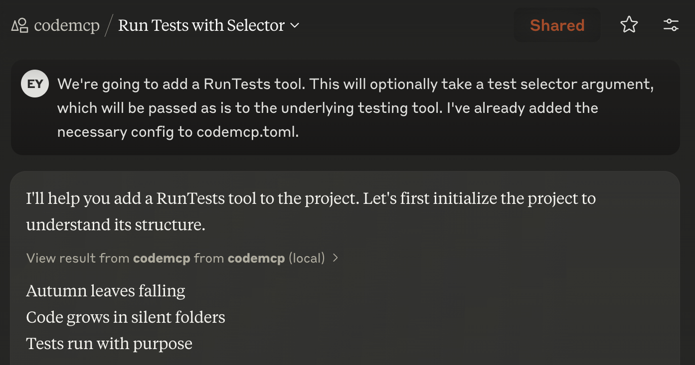 Claude Desktop 与 codemcp 的截图
