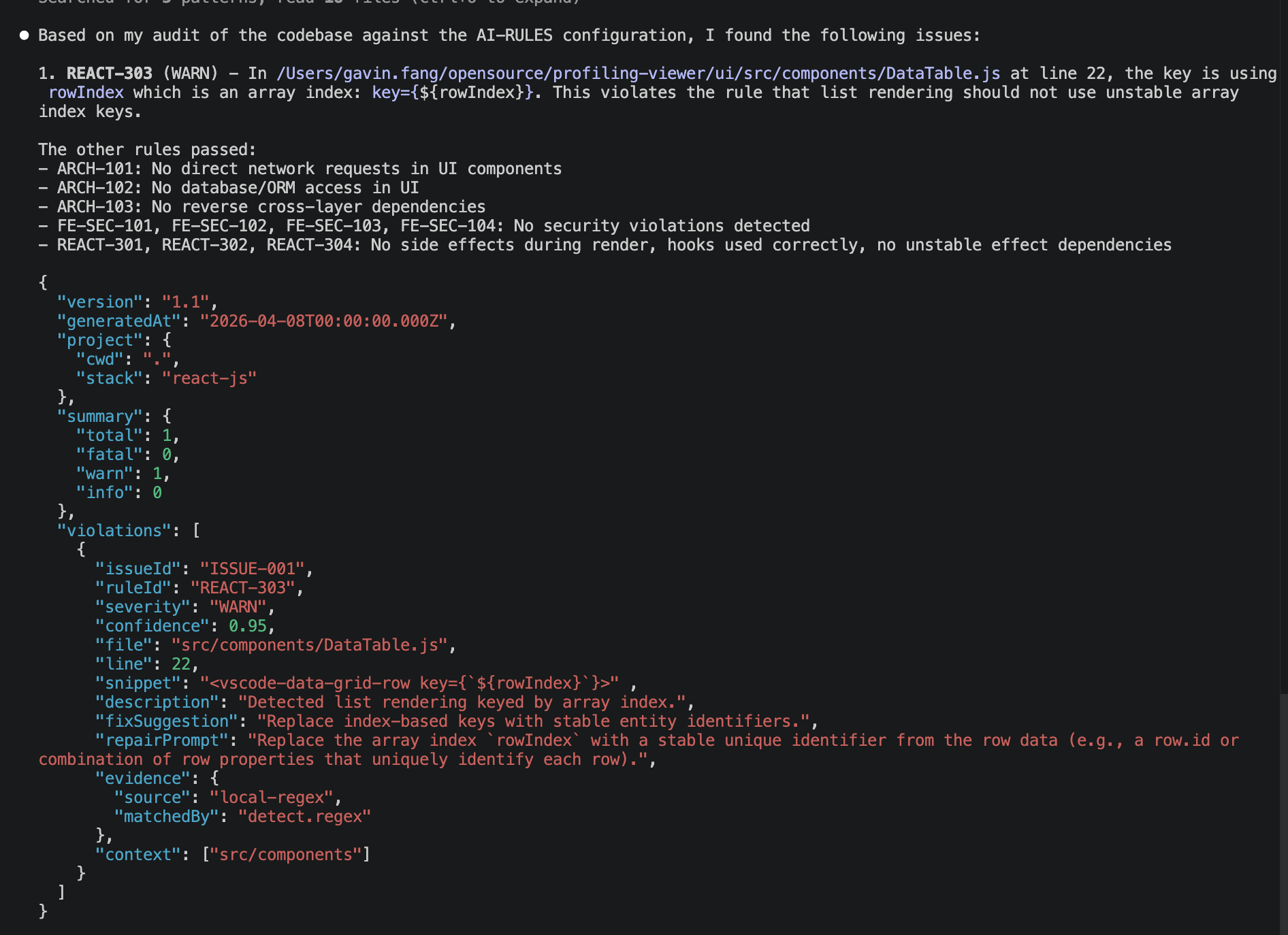 AI-RULES 审计报告示例输出
