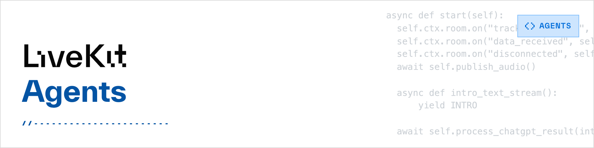 LiveKit 的图标、仓库名称以及背景中的示例代码。