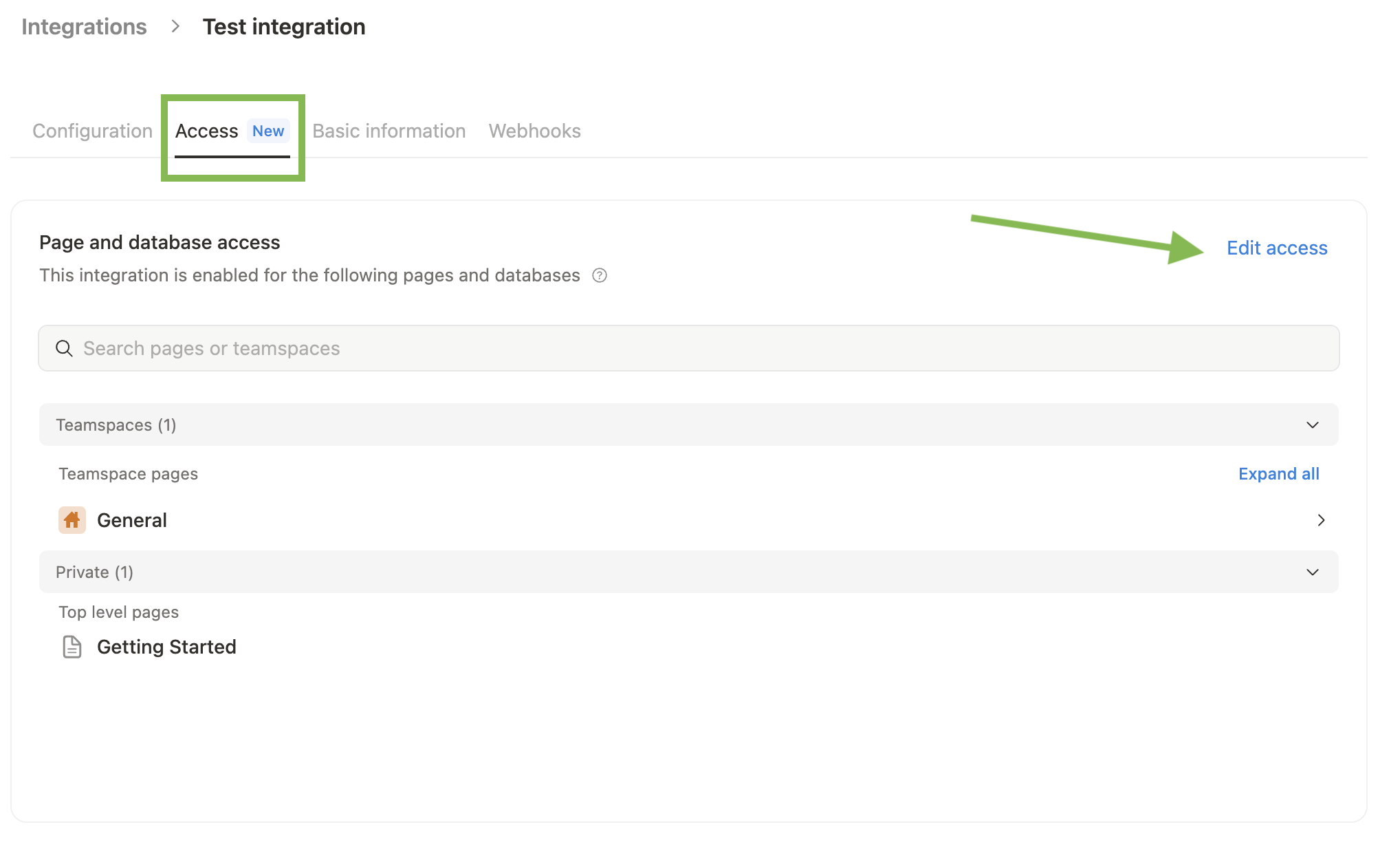 集成访问选项卡