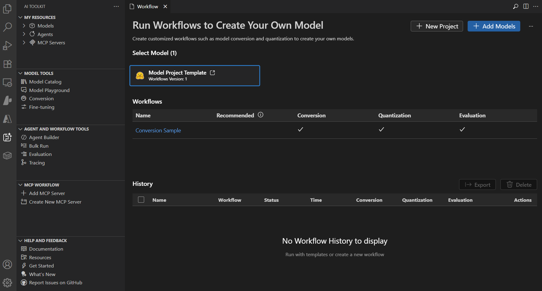 展示模型转换界面的截图，包含优化和转换 AI 模型的工具