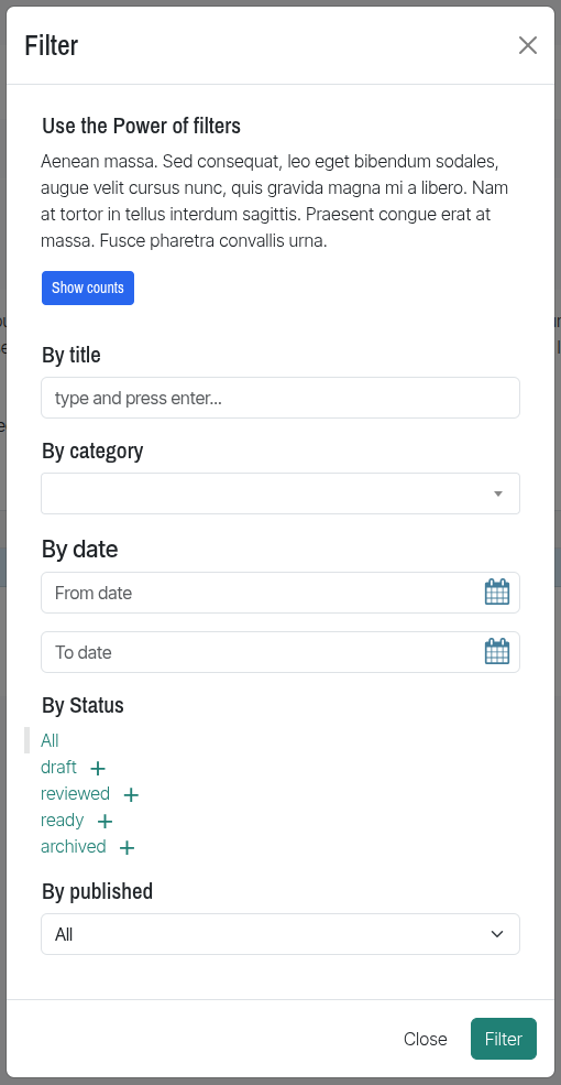 列表筛选器截图