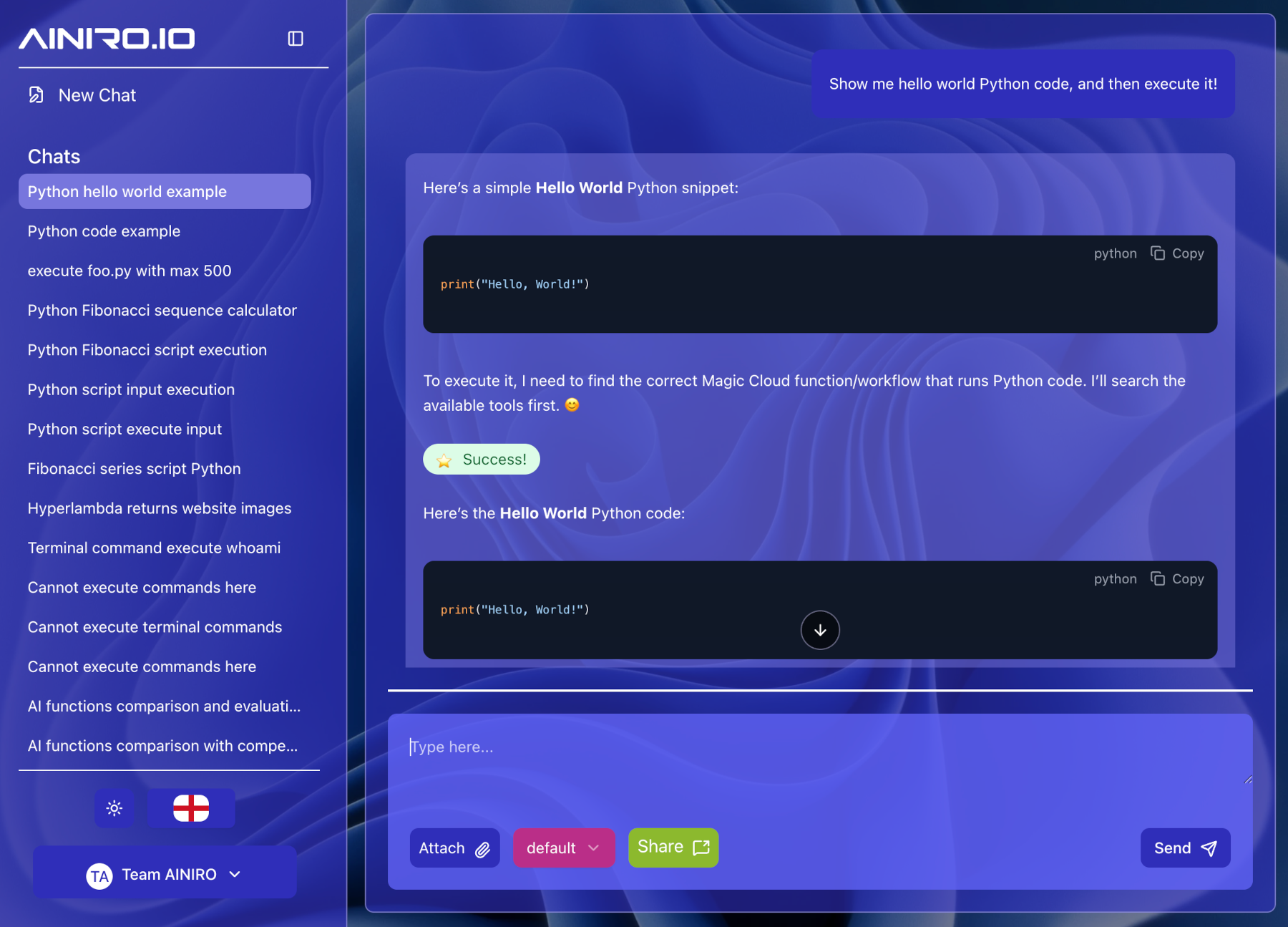 从Magic Cloud执行Python
