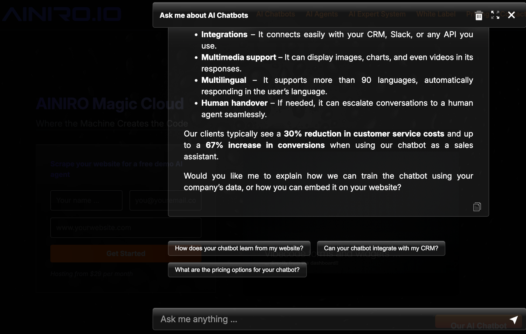 可嵌入的AI聊天机器人