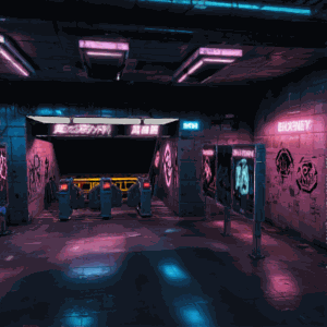 赛博朋克风格地铁站