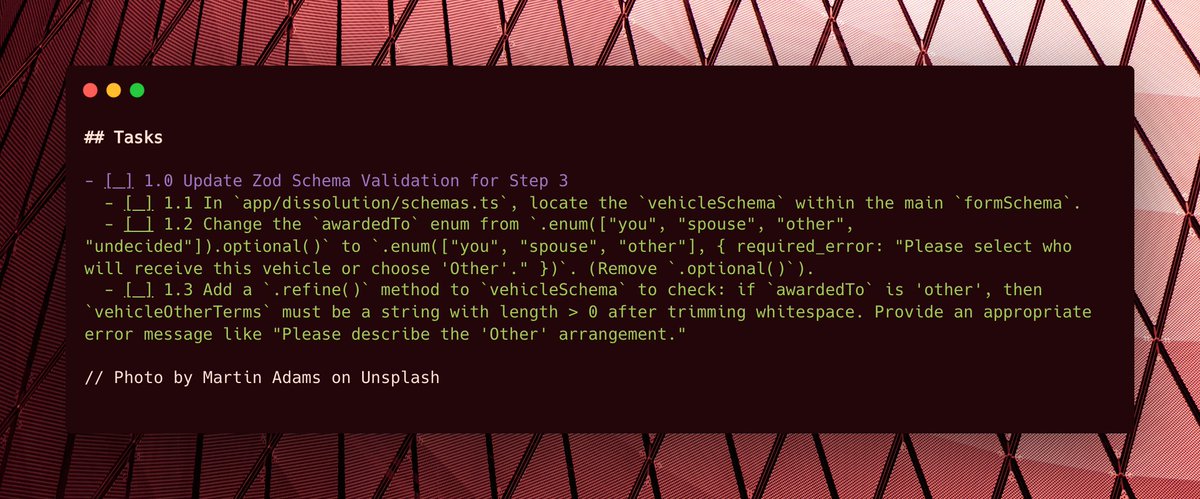 生成的任务列表示例