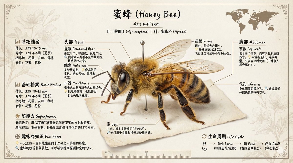 Awesome GPT4o/GPT-4o Image Prompts-博物馆展品级别的昆虫知识科普图谱