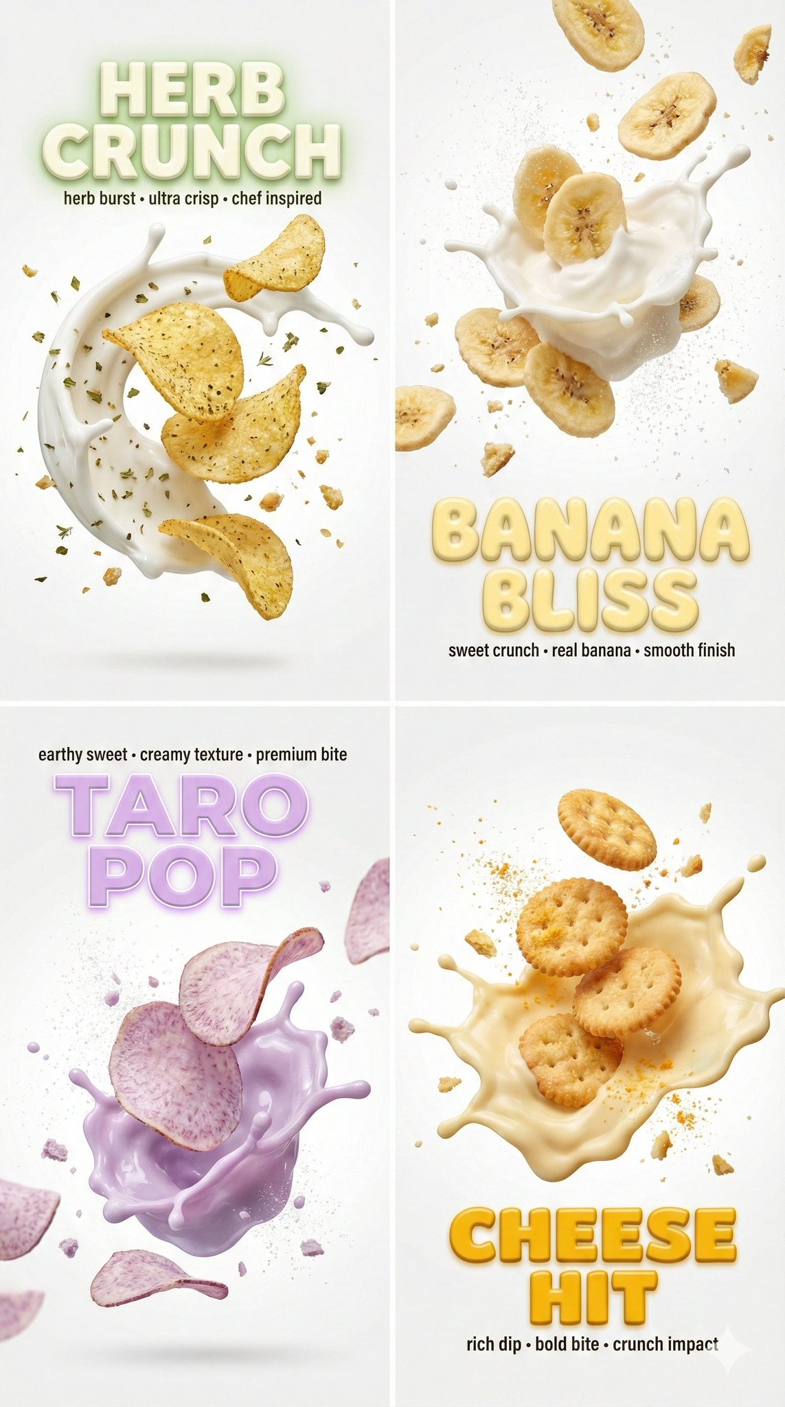 Awesome GPT4o/GPT-4o Image Prompts-3D文字慢动作镜头下的薯片