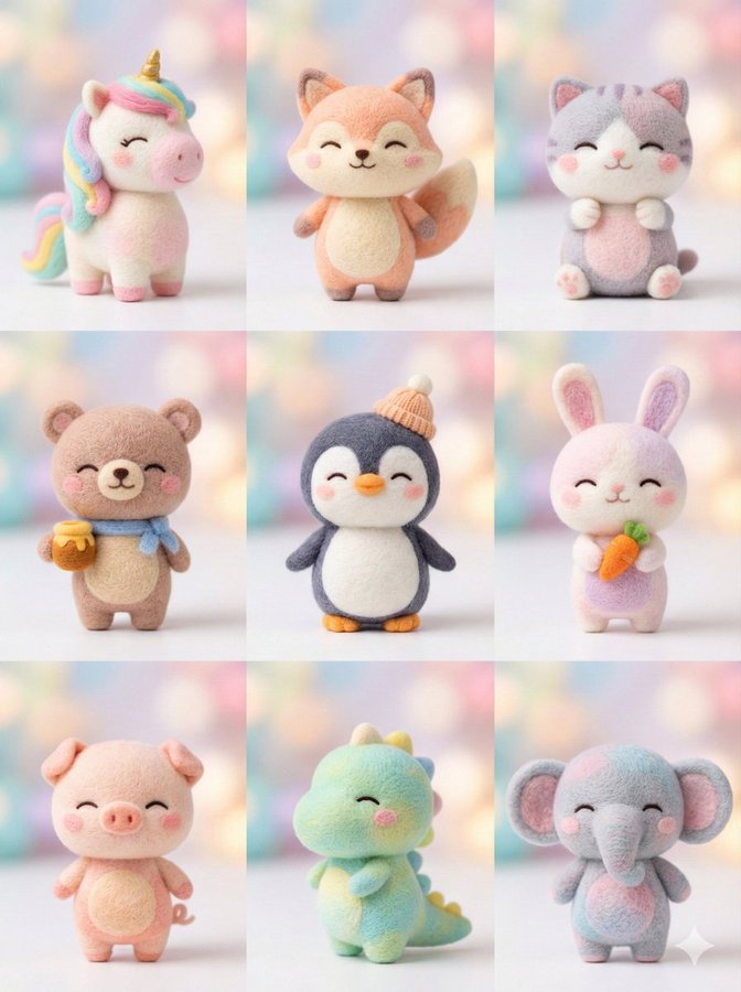 Awesome GPT4o/GPT-4o Image Prompts-微距棚拍的羊毛毡针毡Q版公仔