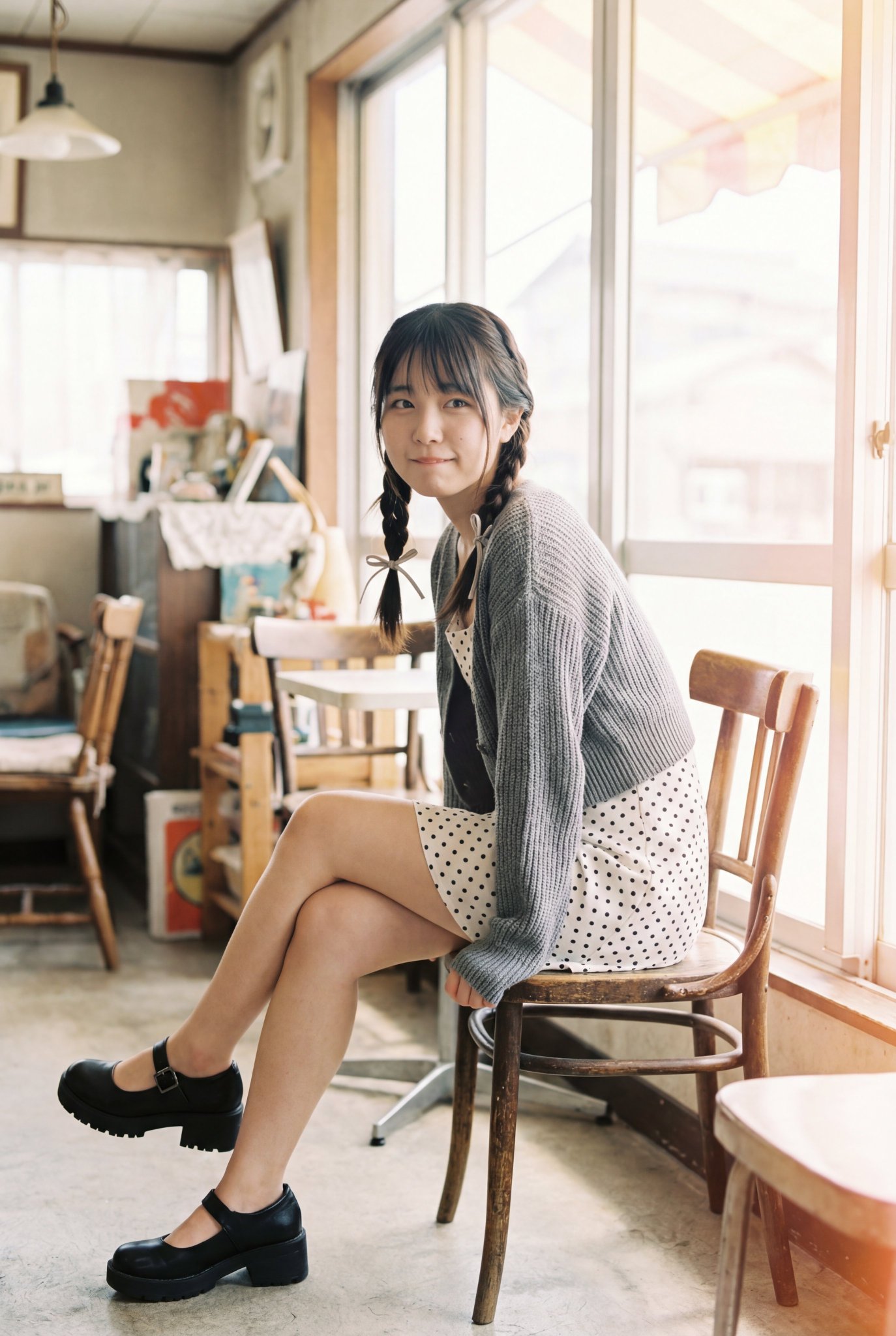 Awesome GPT4o/GPT-4o Image Prompts-女性在阳光洒满的复古咖啡馆里