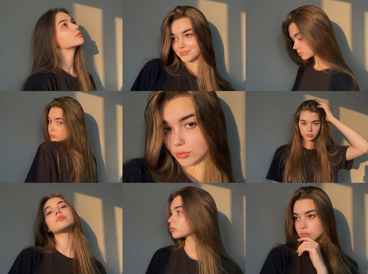 Awesome GPT4o/GPT-4o Image Prompts-黄金时刻窗影九宫格肖像