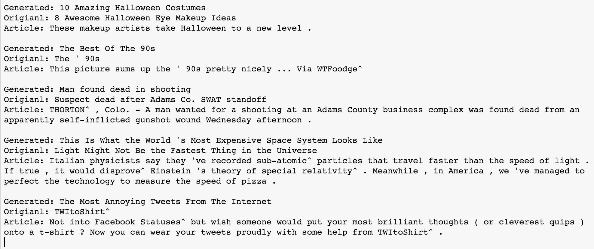 生成标题的精选示例