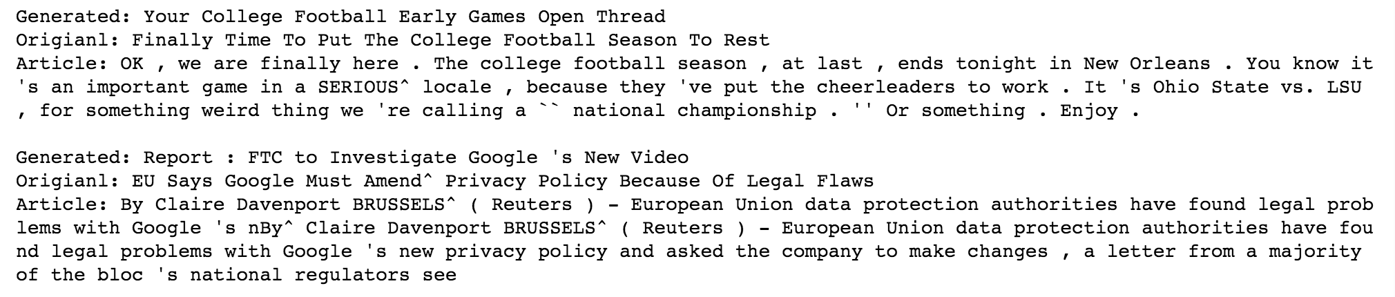 生成标题的精选示例